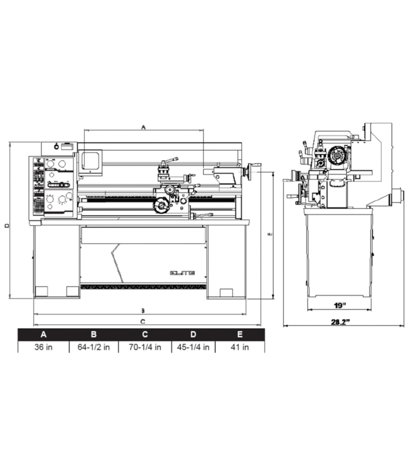 JET Elite Lathe E-1440VS with ACU-RITE 303 DRO with Collet Closer - JT9-892463