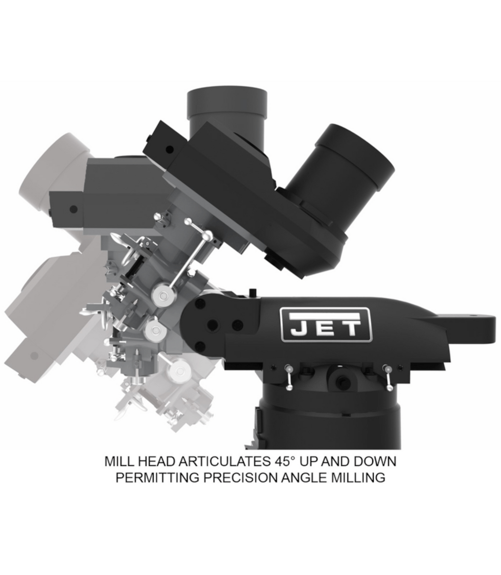 JET Elite ETM-949 Mill with X, Y, Z-Axis JET Powerfeeds and USA Made Air Draw Bar - JT9-894108