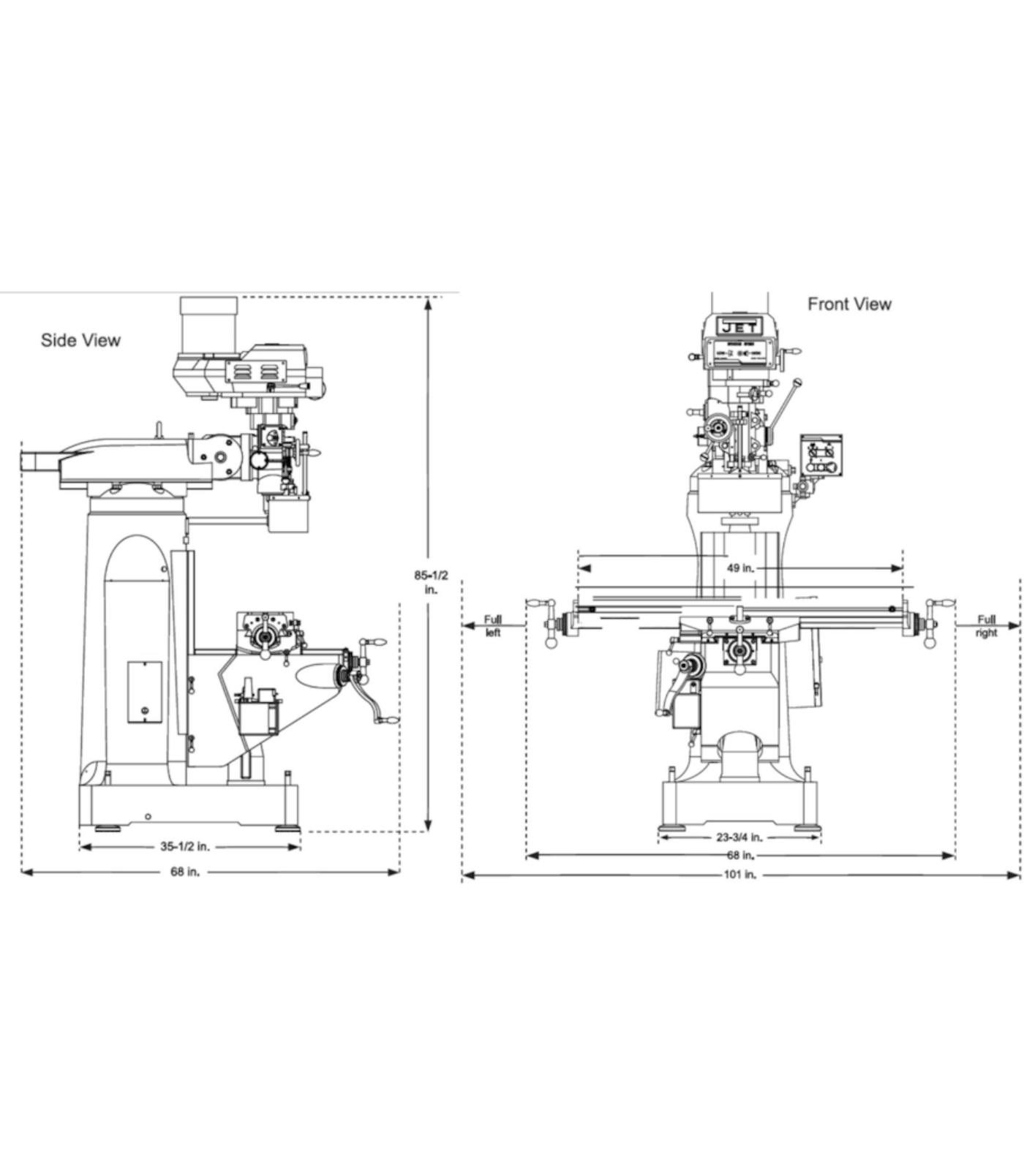 JET Elite EVS-949 Mill with Z-Axis JET Powerfeed - JT9-894302