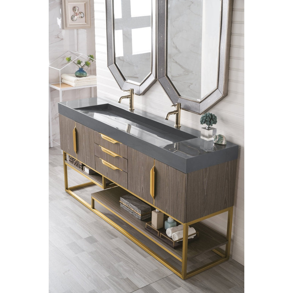 James Martin Vanities Columbia 72" Double Vanity - 388-V72D-AGR-MB-DGG