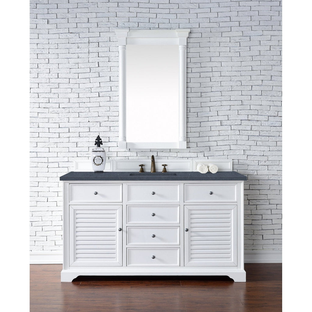 James Martin Vanities Savannah 60" Bright White Single Vanity - 238-104-V60S-BW-3AF
