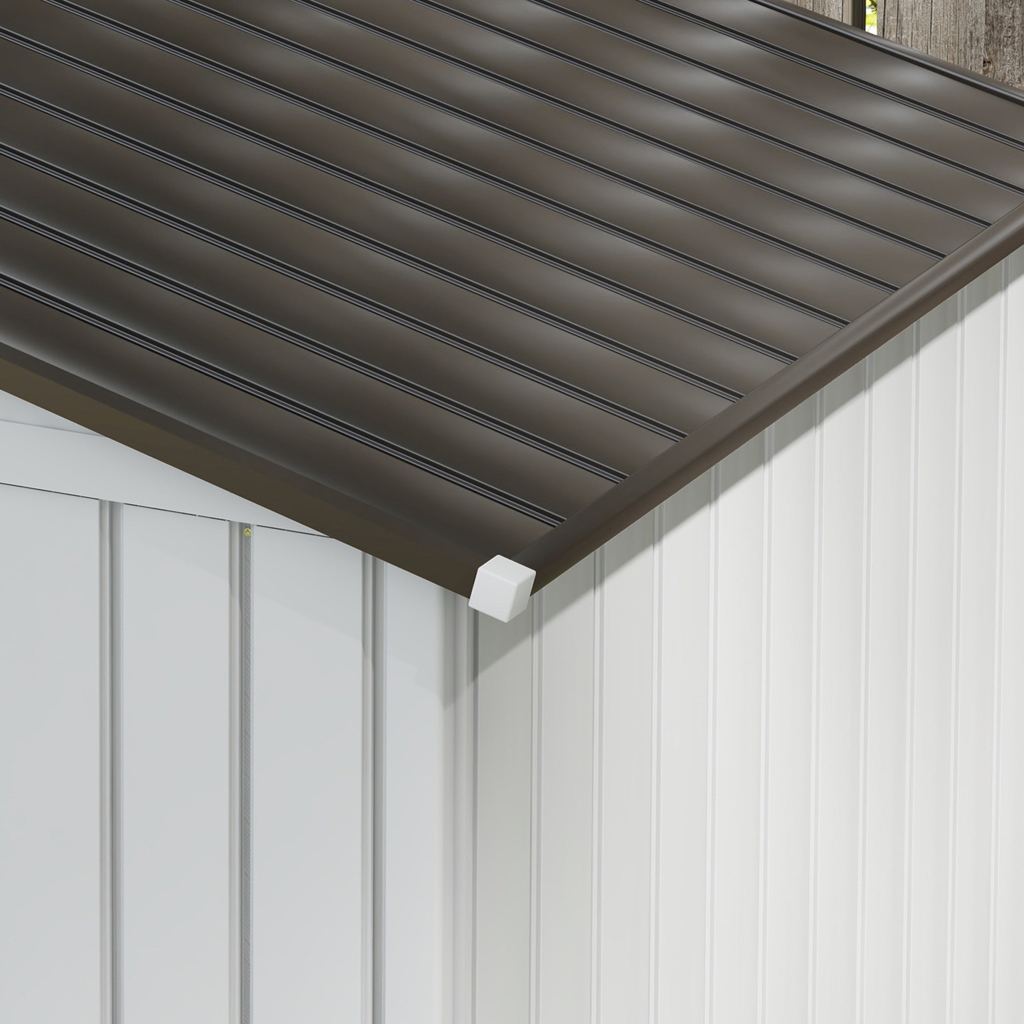 Outsunny EverBase 7' x 4' Outdoor Storage Shed with Foundation Kit, Double Lockable Door & Air Vents, White - 845-030WT