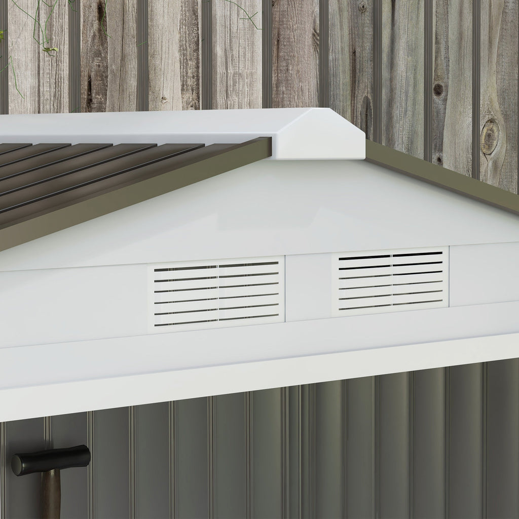 Outsunny EverBase 7' x 4' Outdoor Storage Shed with Foundation Kit, Double Lockable Door & Air Vents, White - 845-030WT