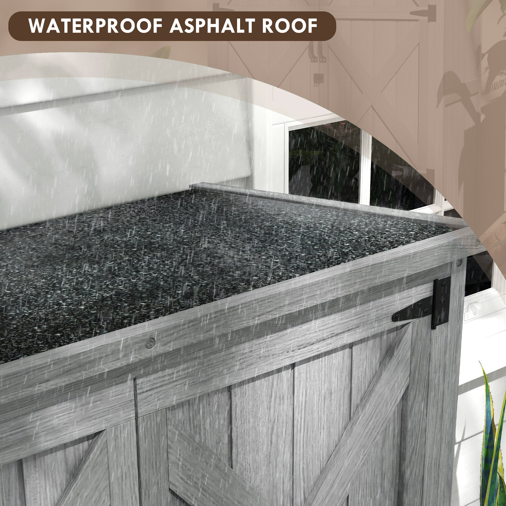 Outsunny Vertical Wood Storage Cabinet with Waterproof Asphalt Roof & Lockable Doors, Gray - 84H-078V00GY