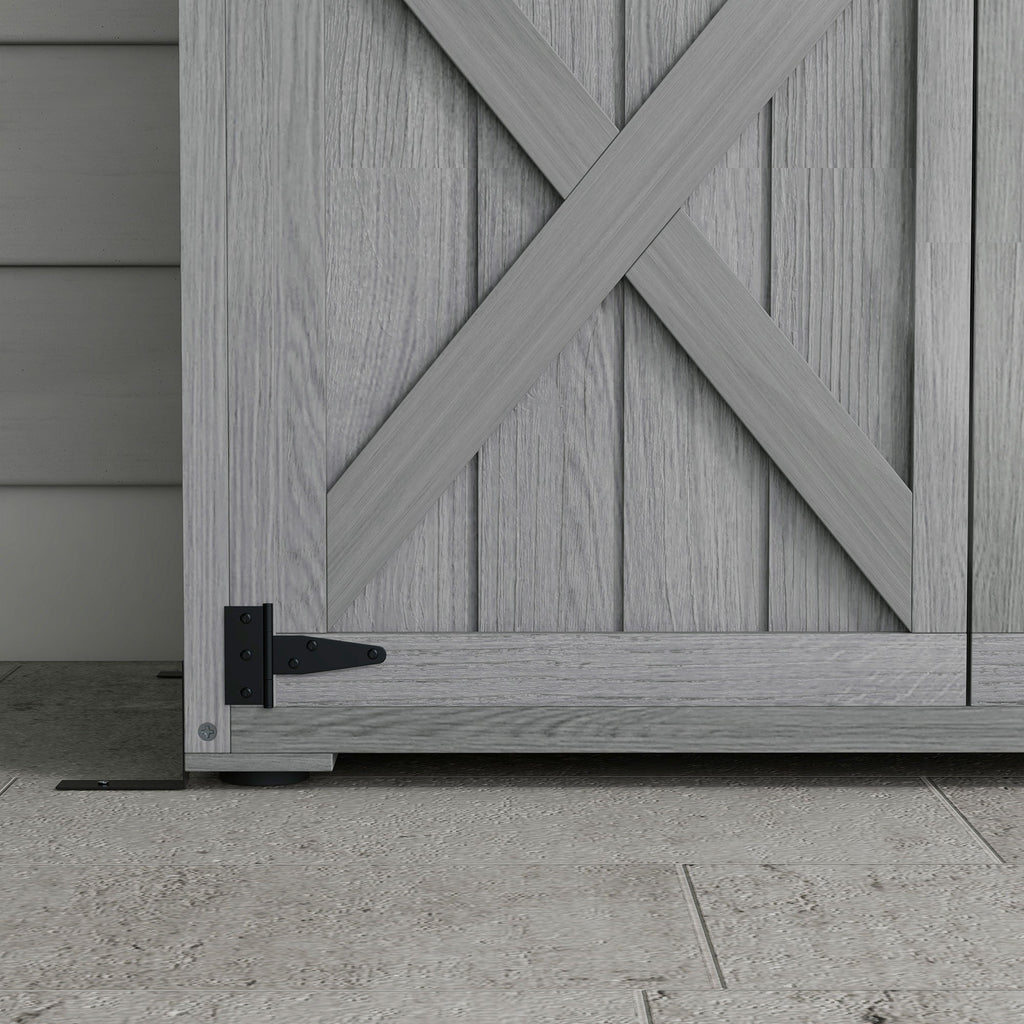 Outsunny Vertical Wood Storage Cabinet with Waterproof Asphalt Roof & Lockable Doors, Gray - 84H-078V00GY