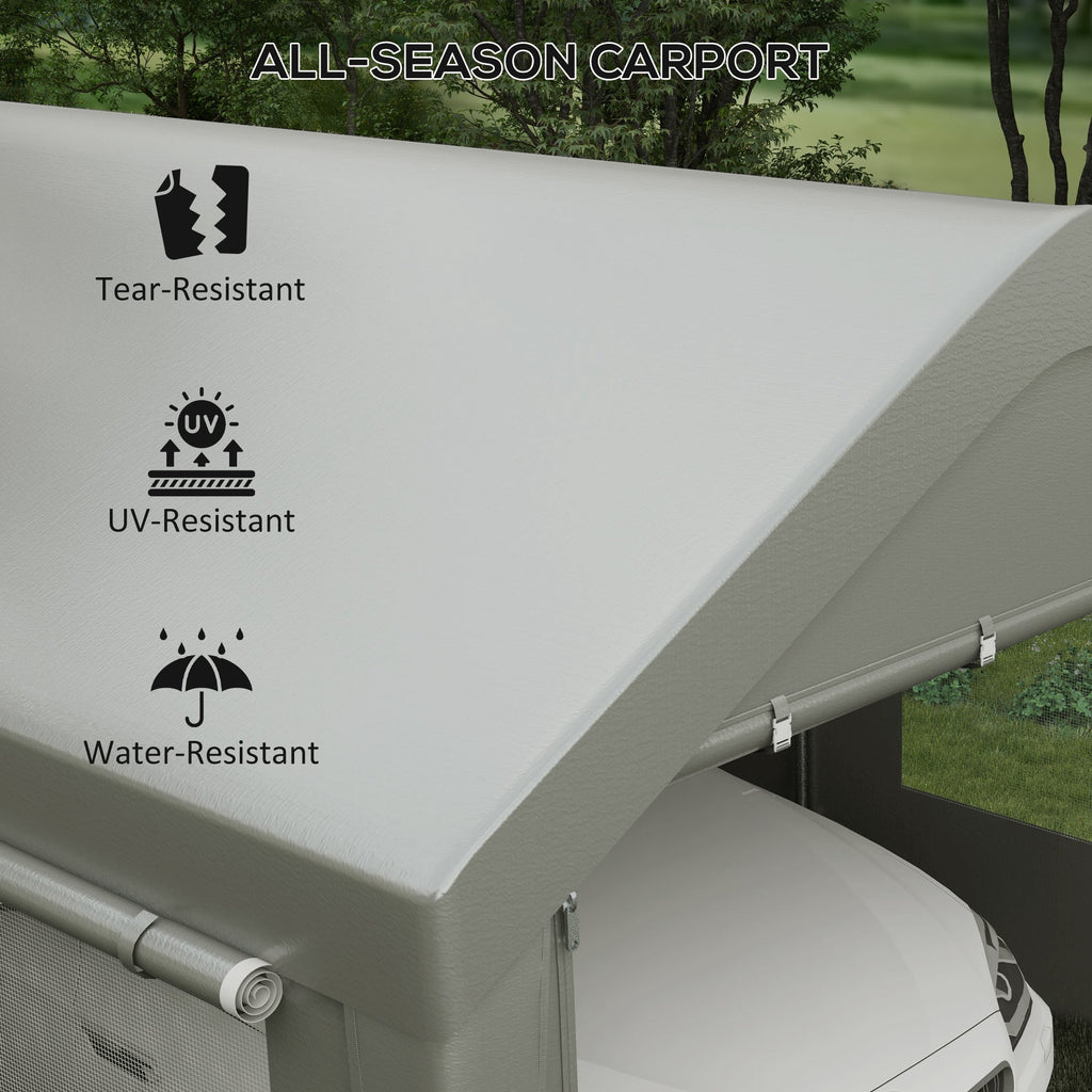 Outsunny 10' x 20' Heavy Duty Portable Garage with 4 Mesh Windows & 2 Doors, Gray - 84C-523V00GY