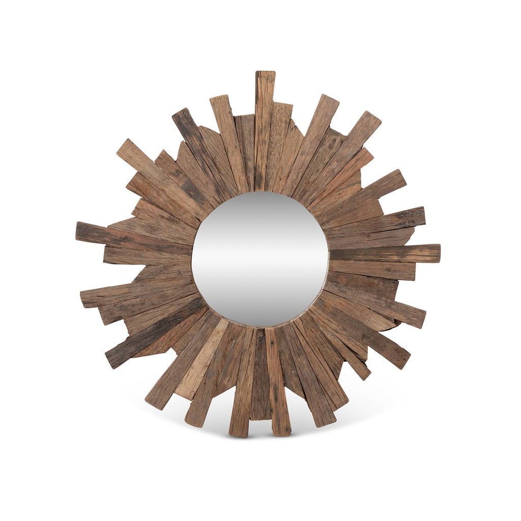 Park Hill Collection Railway Wood Starburst Mirror - Sustainable Reclaimed Design with Organic Charm for Modern Decor - EWI26011