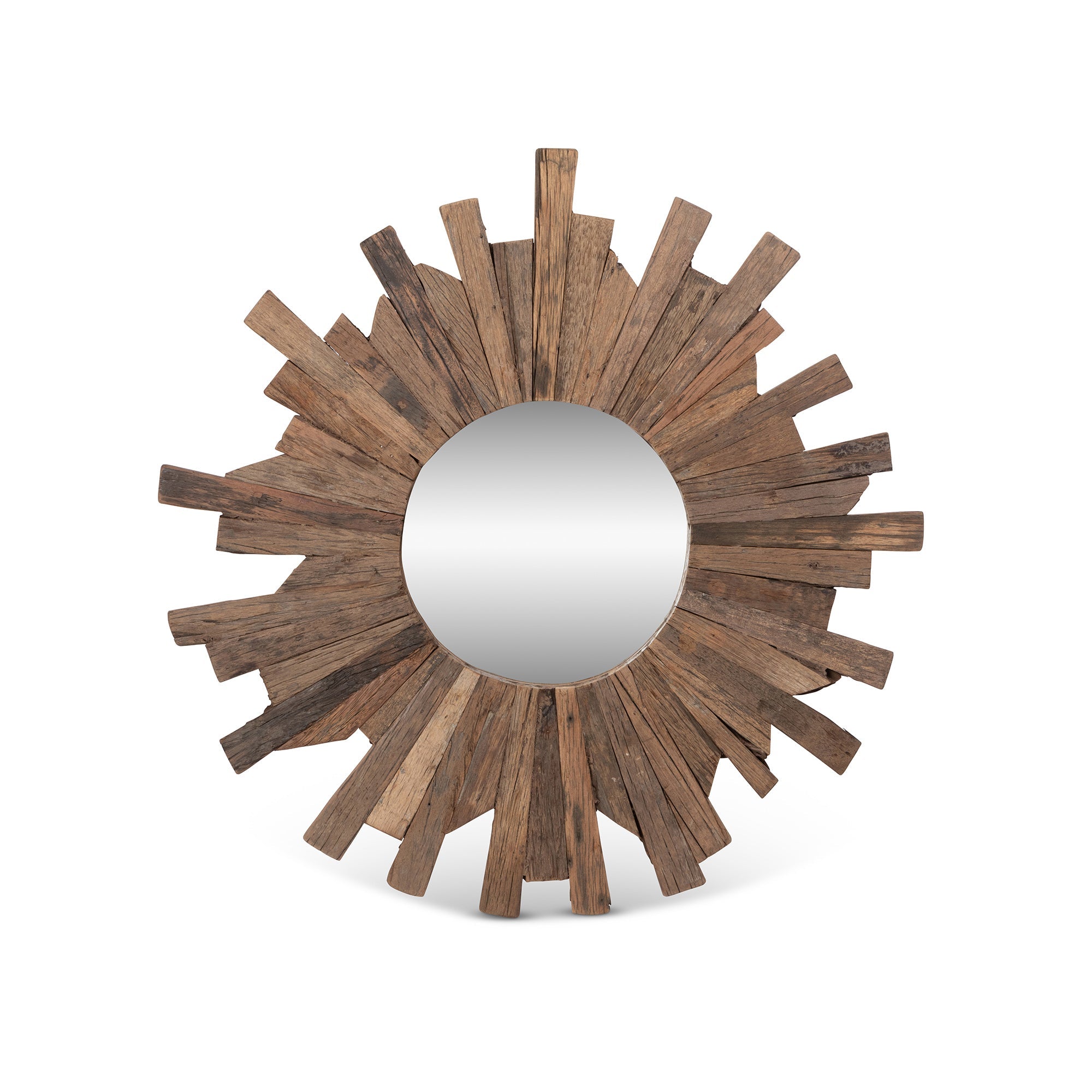 Park Hill Collection Railway Wood Starburst Mirror - Sustainable Reclaimed Design with Organic Charm for Modern Decor - EWI26011