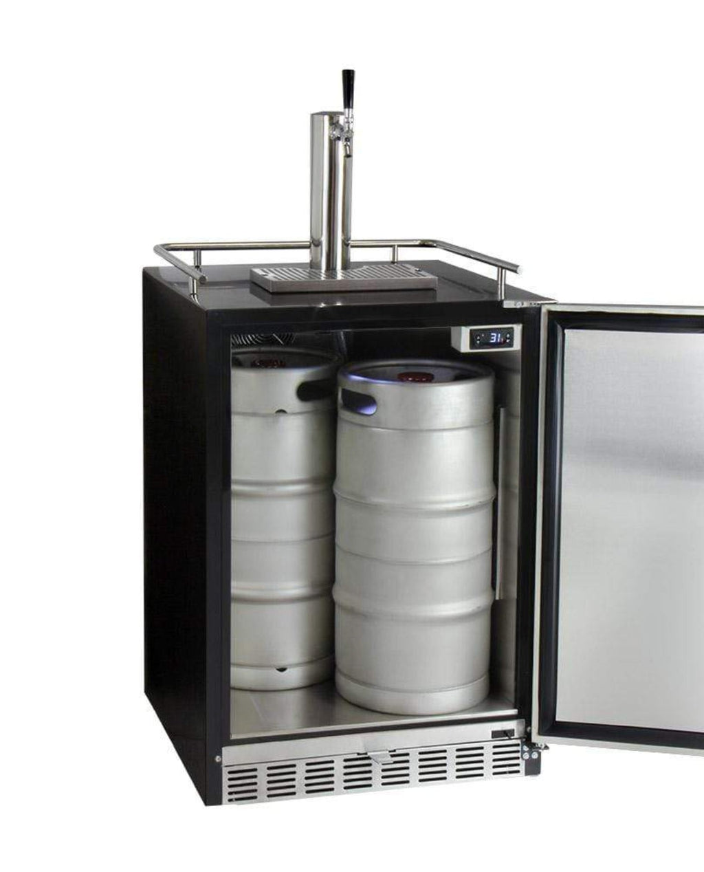 Kegco 24" Wide Cold Brew Coffee Tap Black Commercial Built-In Right Hinge Kegerator - ICHK38BSU-1