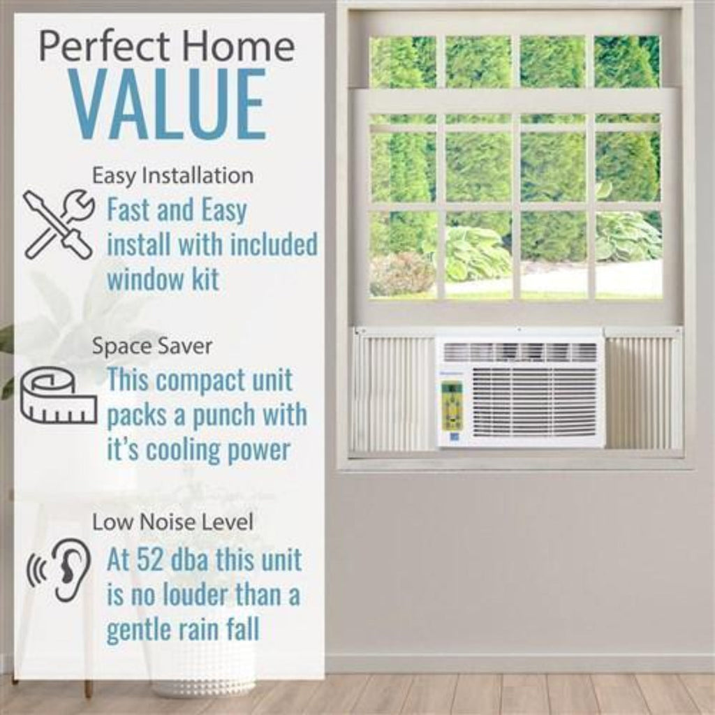 Keystone 8,000 BTU Window-Mounted Air Conditioner with Follow Me LCD Remote Control | - KSTAW08BE