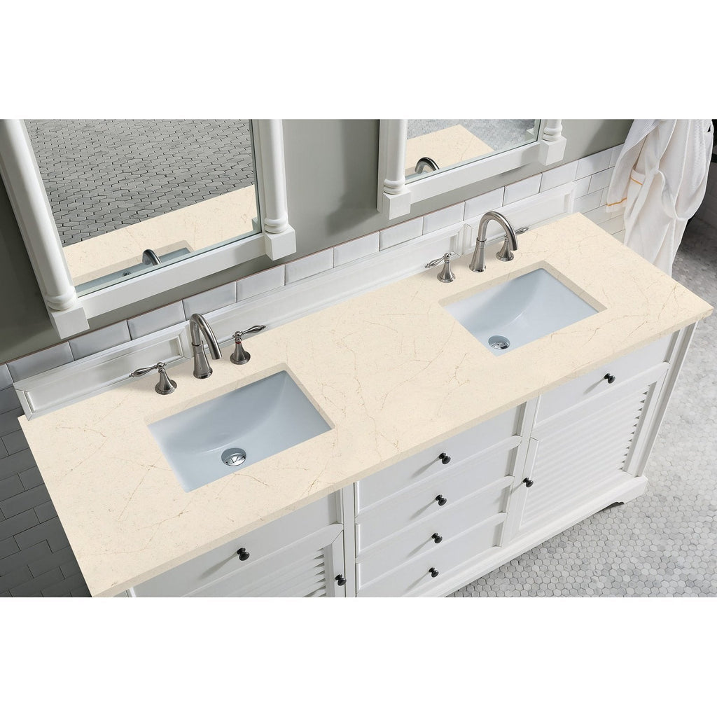 James Martin Vanities Savannah 72" Bright White Double Vanity - 238-104-V72-BW-3AF