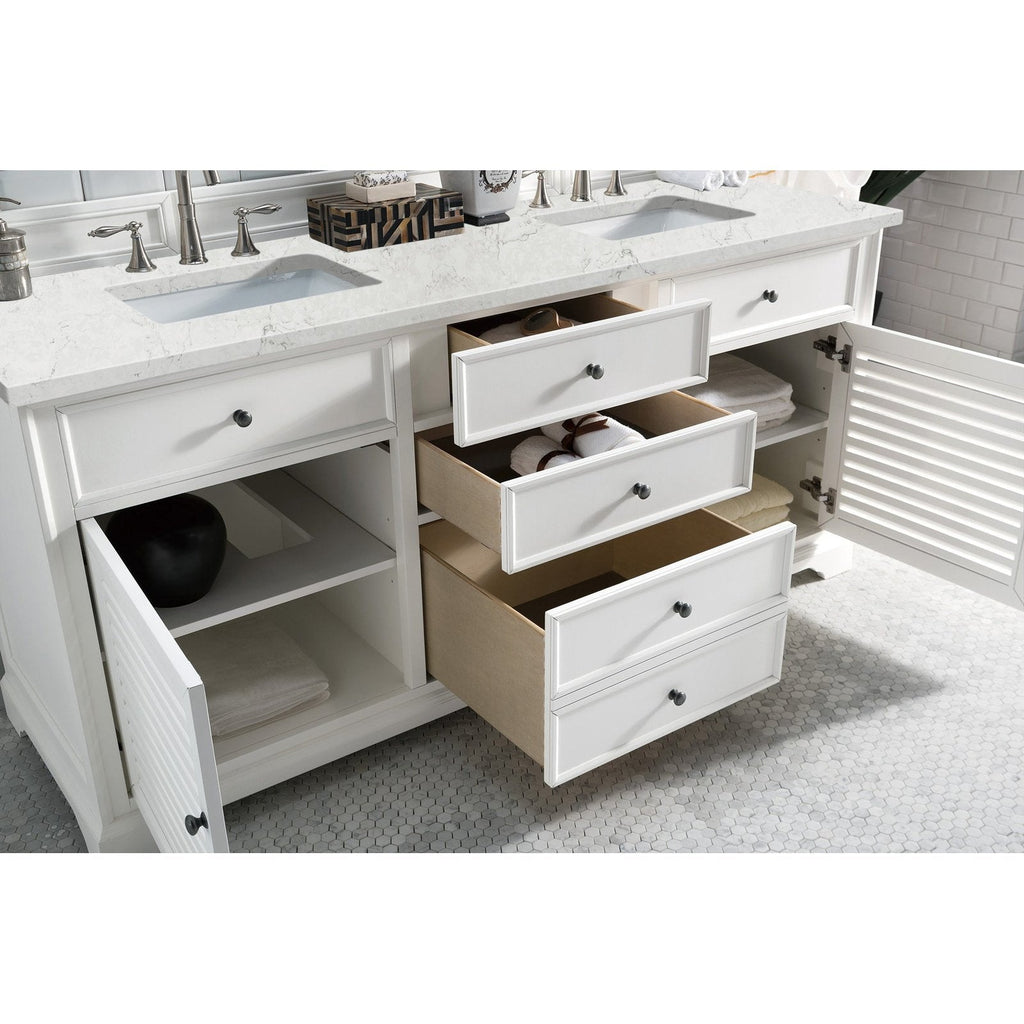 James Martin Vanities Savannah 72" Bright White Double Vanity - 238-104-V72-BW-3AF