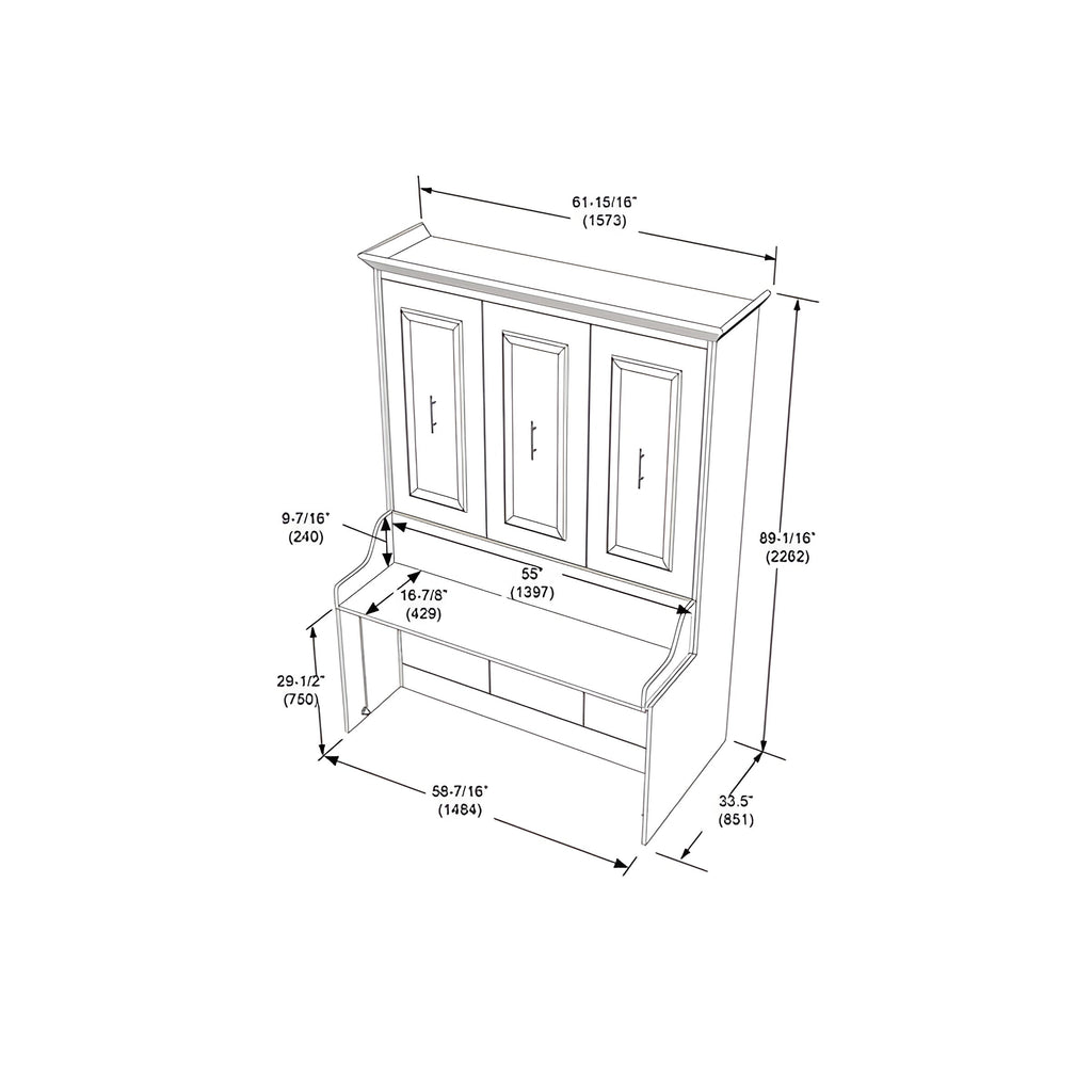 Murphy Bed With Desk, Full Size, Coventry Walnut by Leto Muro