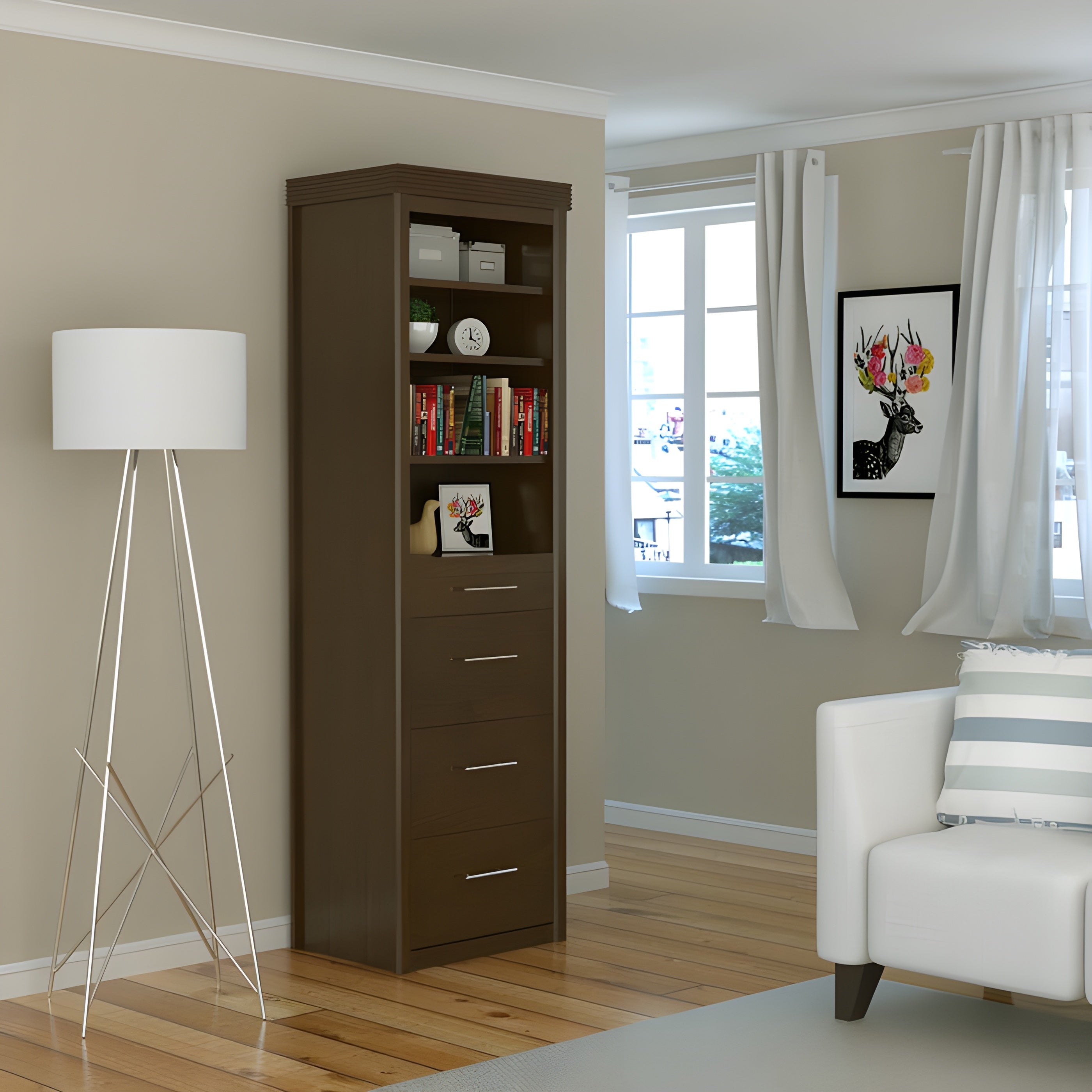 Leto Muro Coventry Storage Side Tower in Walnut CSTR