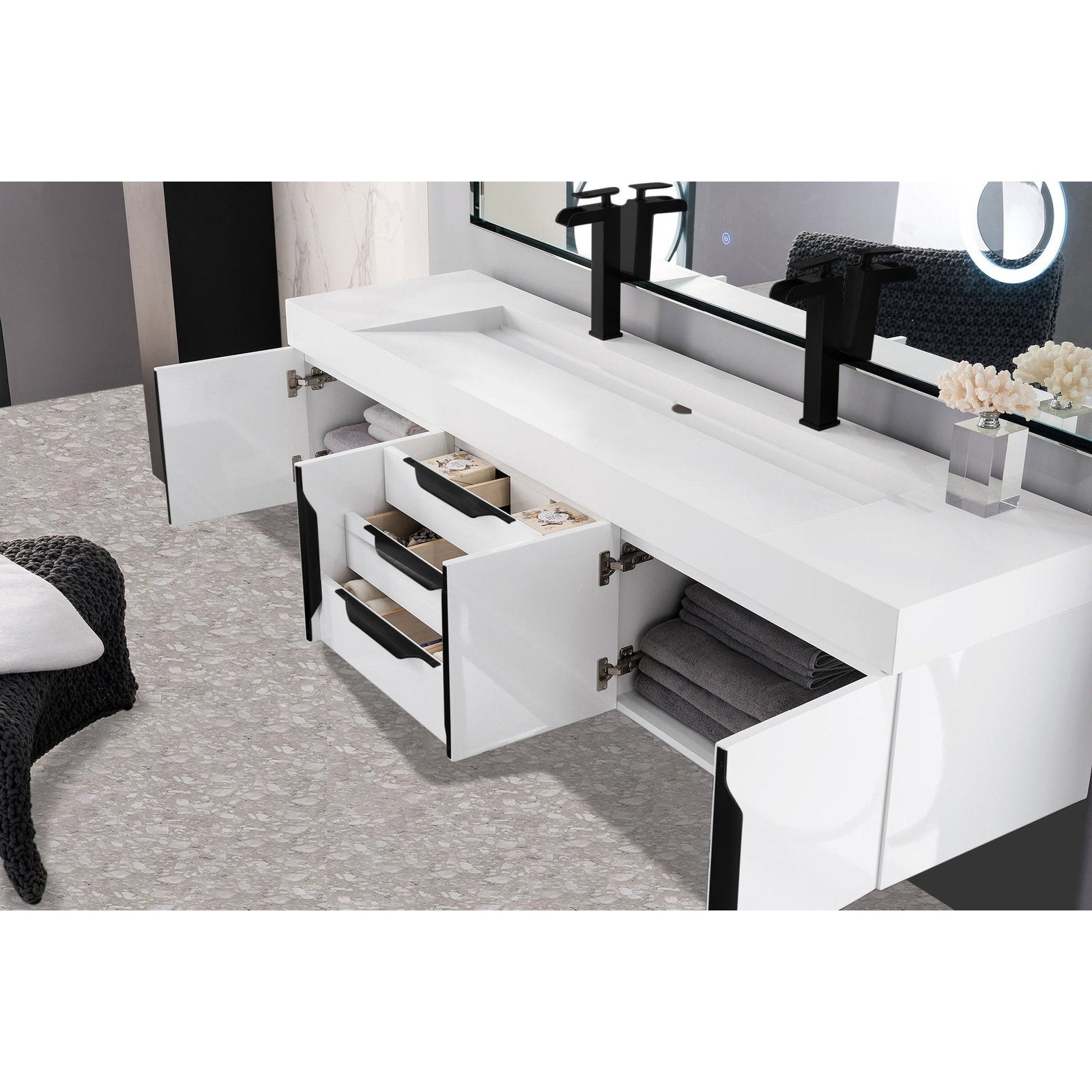 James Martin Vanities Mercer Island 72" Double Vanity - 389-V72D-AGR-G-DGG
