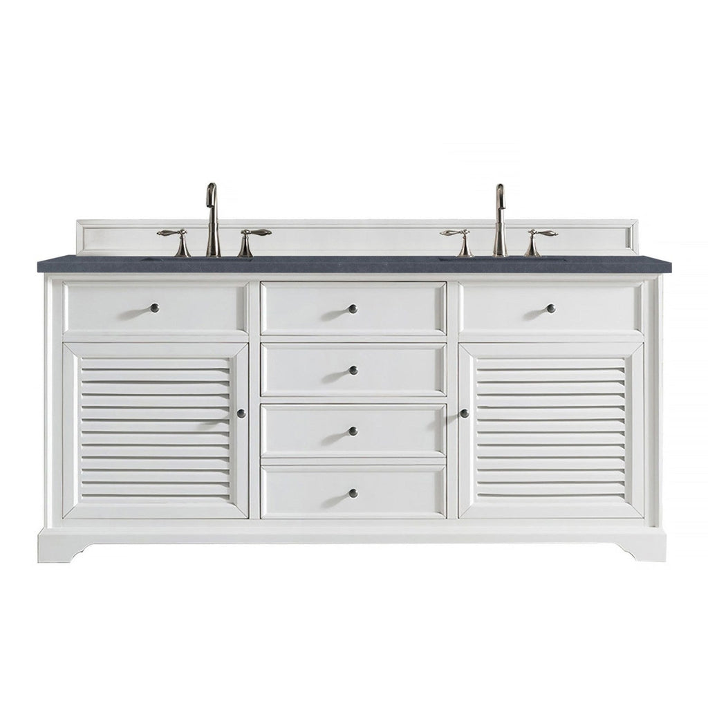 James Martin Vanities Savannah 72" Bright White Double Vanity - 238-104-V72-BW-3AF