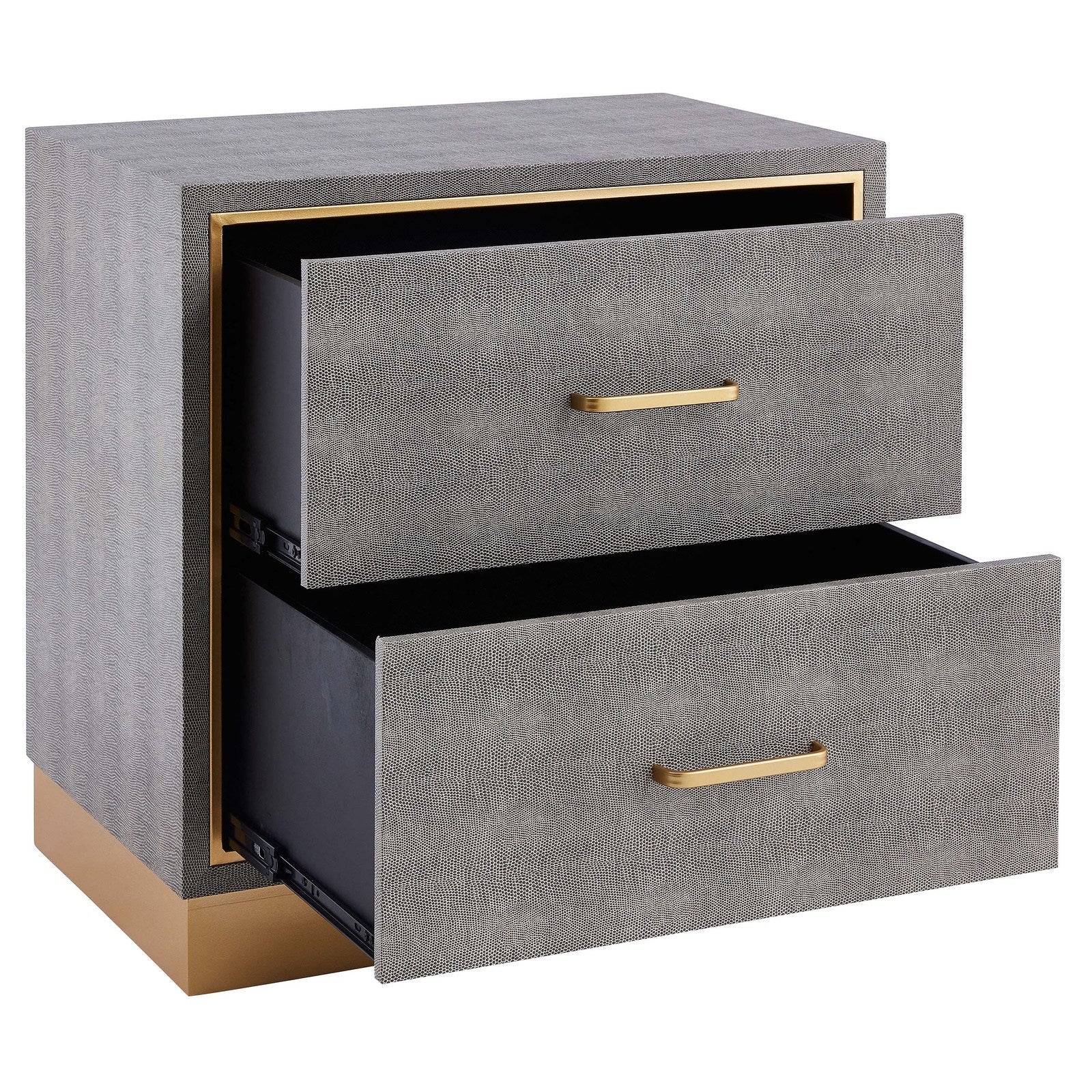 New Pacific Direct Edinburgh 2-Drawer Faux Shagreen End table -  1600049