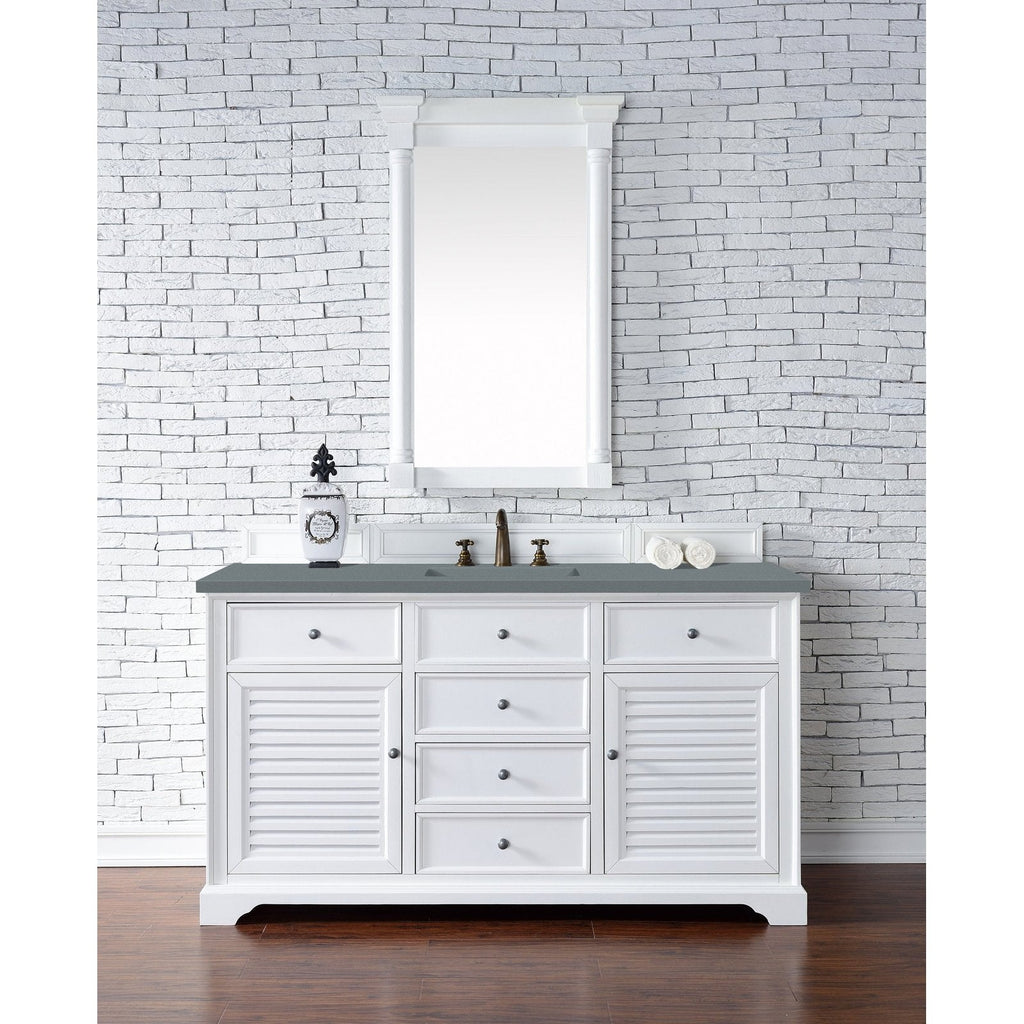James Martin Vanities Savannah 60" Bright White Single Vanity - 238-104-V60S-BW-3AF