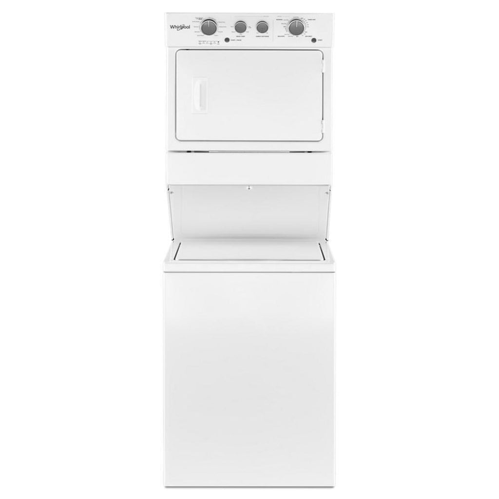 WHIRLPOOL 3.5 cu.ft Long Vent Gas Stacked Laundry Center 9 Wash cycles and Wrinkle Shield White - WGTLV27HW