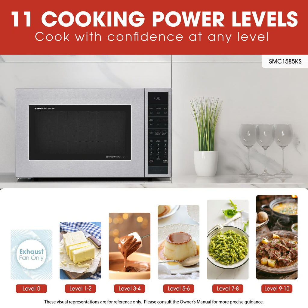 SHARP Sharp 1.5 cu. ft. 900W in Stainless Steel Convection Countertop Microwave Oven - SMC1585KS