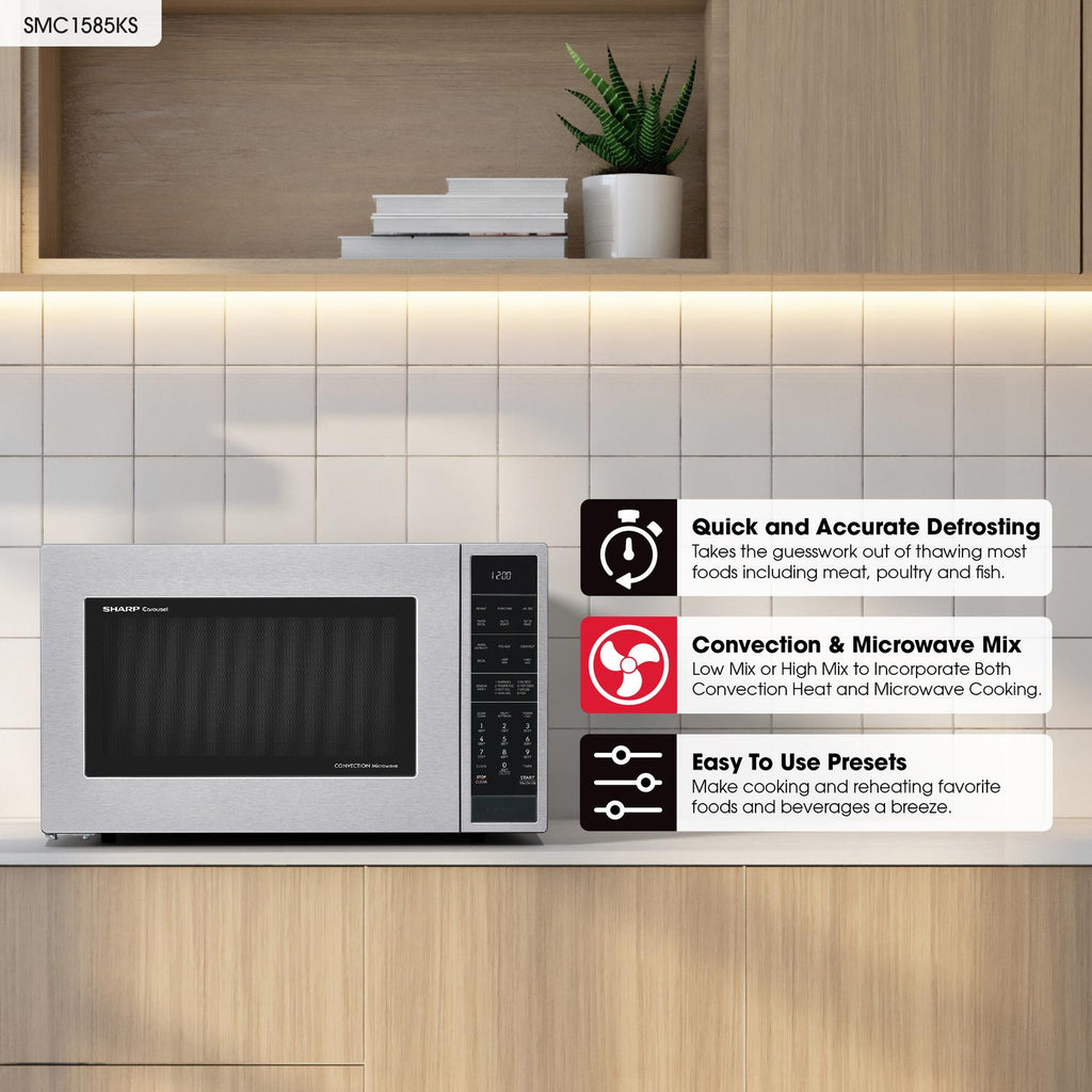 SHARP Sharp 1.5 cu. ft. 900W in Stainless Steel Convection Countertop Microwave Oven - SMC1585KS
