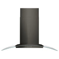 WHIRLPOOL 36" Concave Glass Wall Mount Range Hood Black in Stainless Steel - WVW51UC6HV