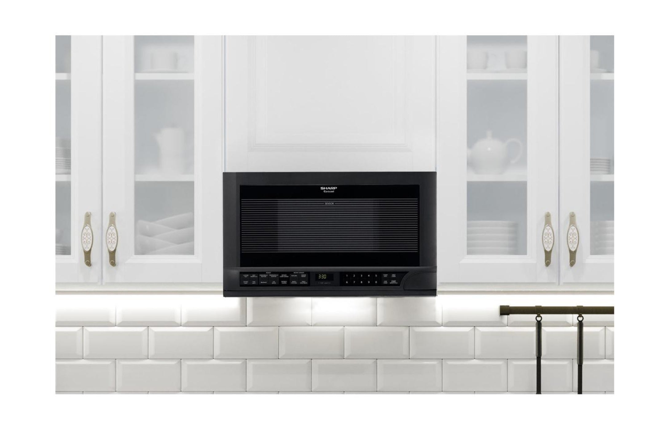 SHARP 1.5 cu. ft. 1100W Black Sharp Over-the-Counter Carousel Microwave Oven - R1210TY