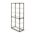 Park Hill Collection Taurus Bookshelf - Antique Bronze Frame with Glass Shelves for Elegant Home Office & Living Room Decor - EFC20039