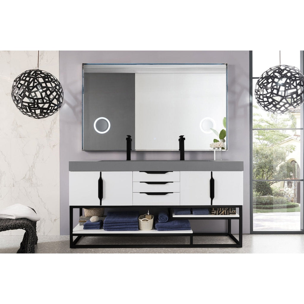 James Martin Vanities Columbia 72" Double Vanity - 388-V72D-AGR-MB-DGG