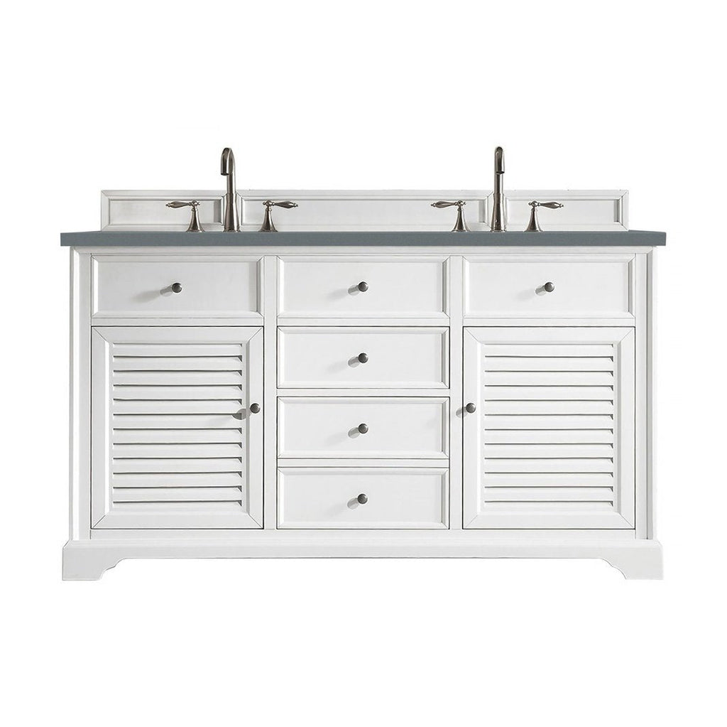 James Martin Vanities Savannah 60" Bright White Double Vanity - 238-104-V60D-BW-3AF