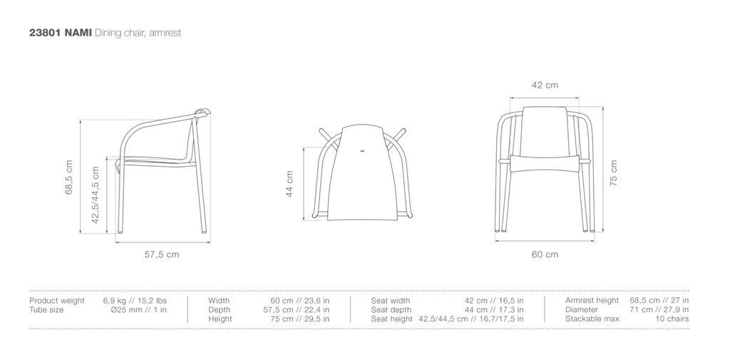 HOUE NAMI Outdoor Dining Chair w/Armrests - Procure Décor