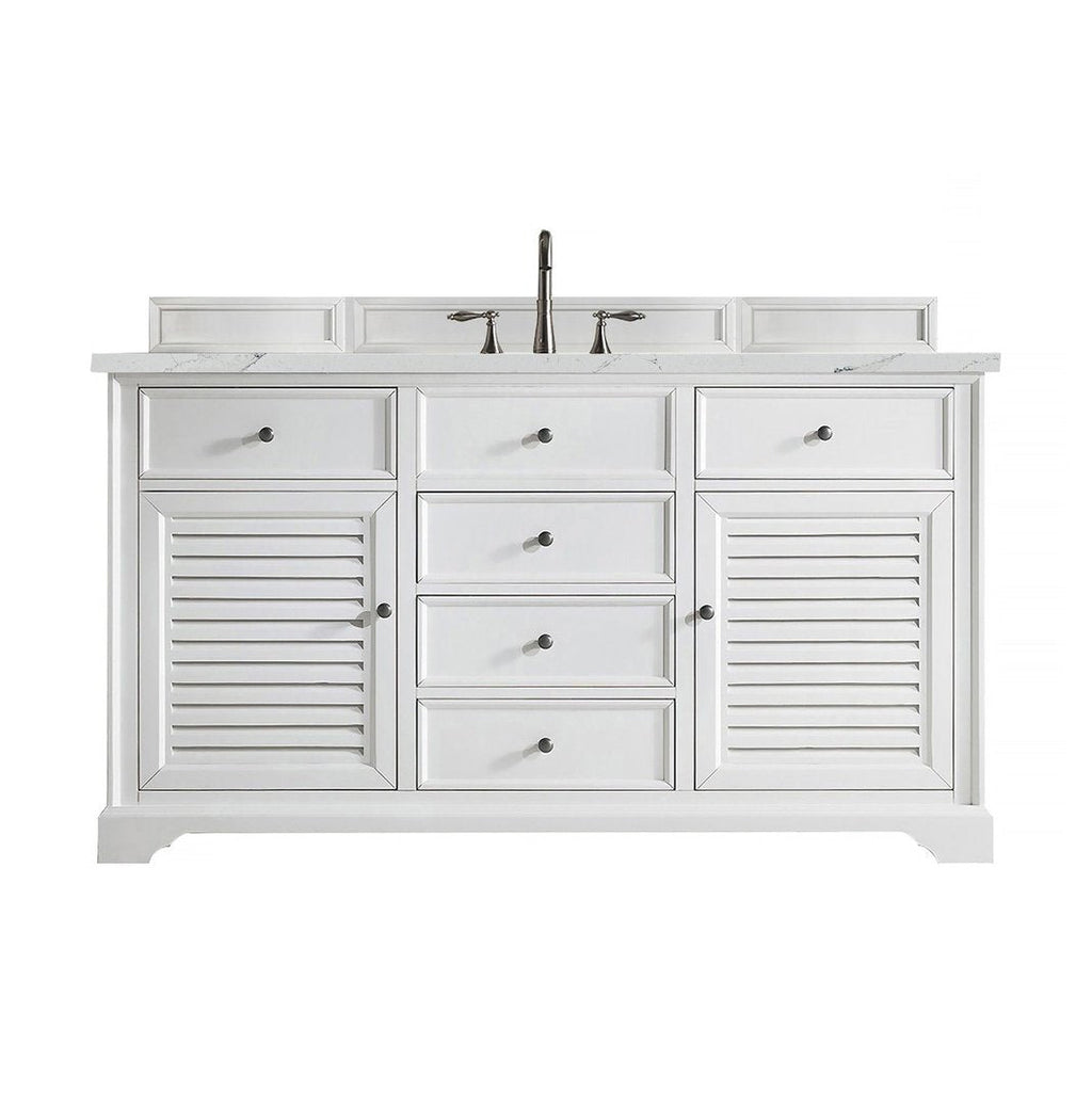 James Martin Vanities Savannah 60" Bright White Single Vanity - 238-104-V60S-BW-3AF