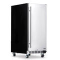 NewAir - 15" 90-Can Weatherproof Outdoor Beverage Center NOF090SS00 Stainless Steel w/ Auto-Closing Door & Easy Glide Casters