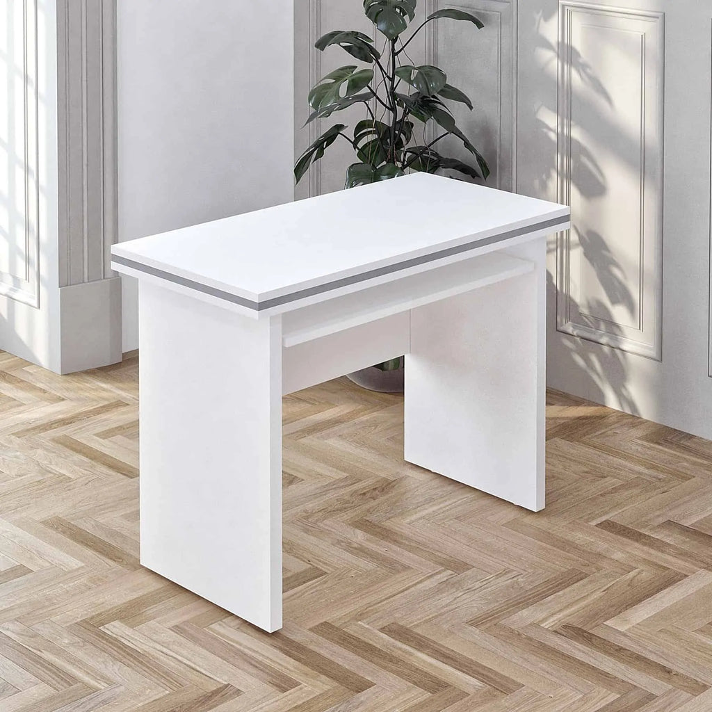 Casa Mare NEWSTAR 71″ Modern Home & Office Furniture Desk White & Metallic Gray - NEWSTAR-71W-S