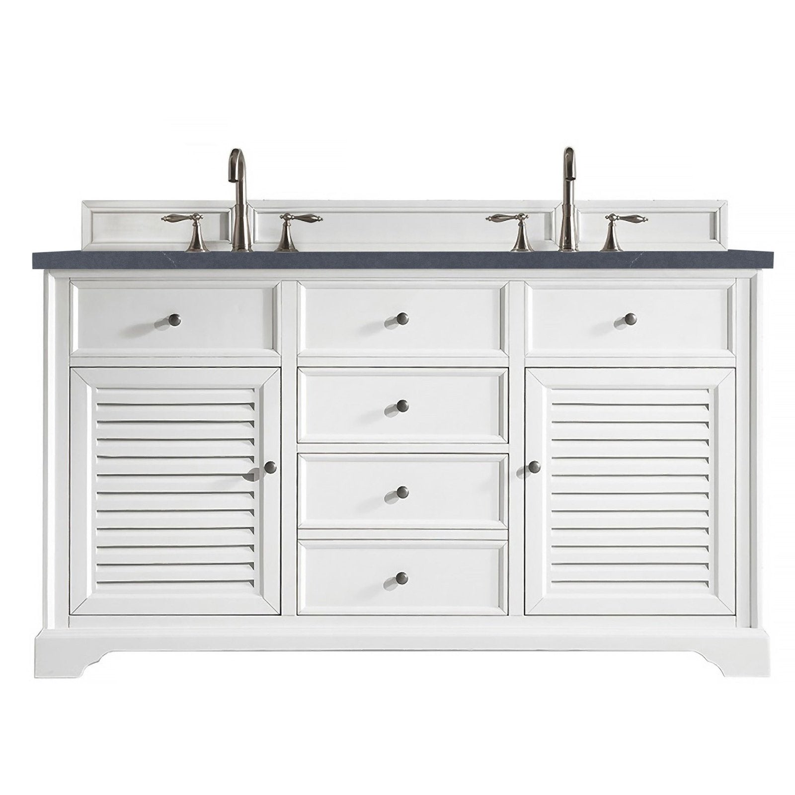 James Martin Vanities Savannah 60" Bright White Double Vanity - 238-104-V60D-BW-3AF