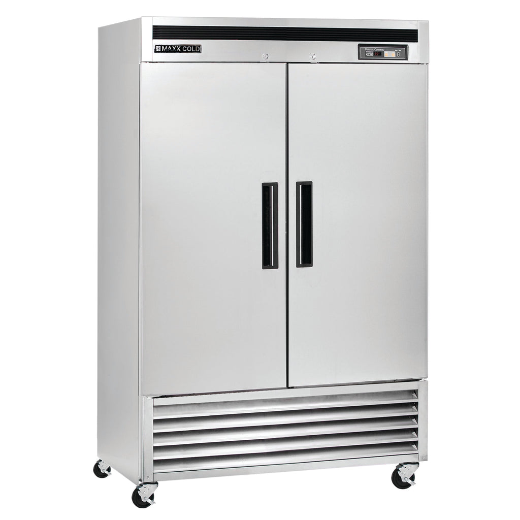 Maxx Cold Double Door Reach-In Refrigerator, Bottom Mount, 54"W, 49 cu. ft. Storage Capacity, in Stainless Steel - MCR-49FDHC