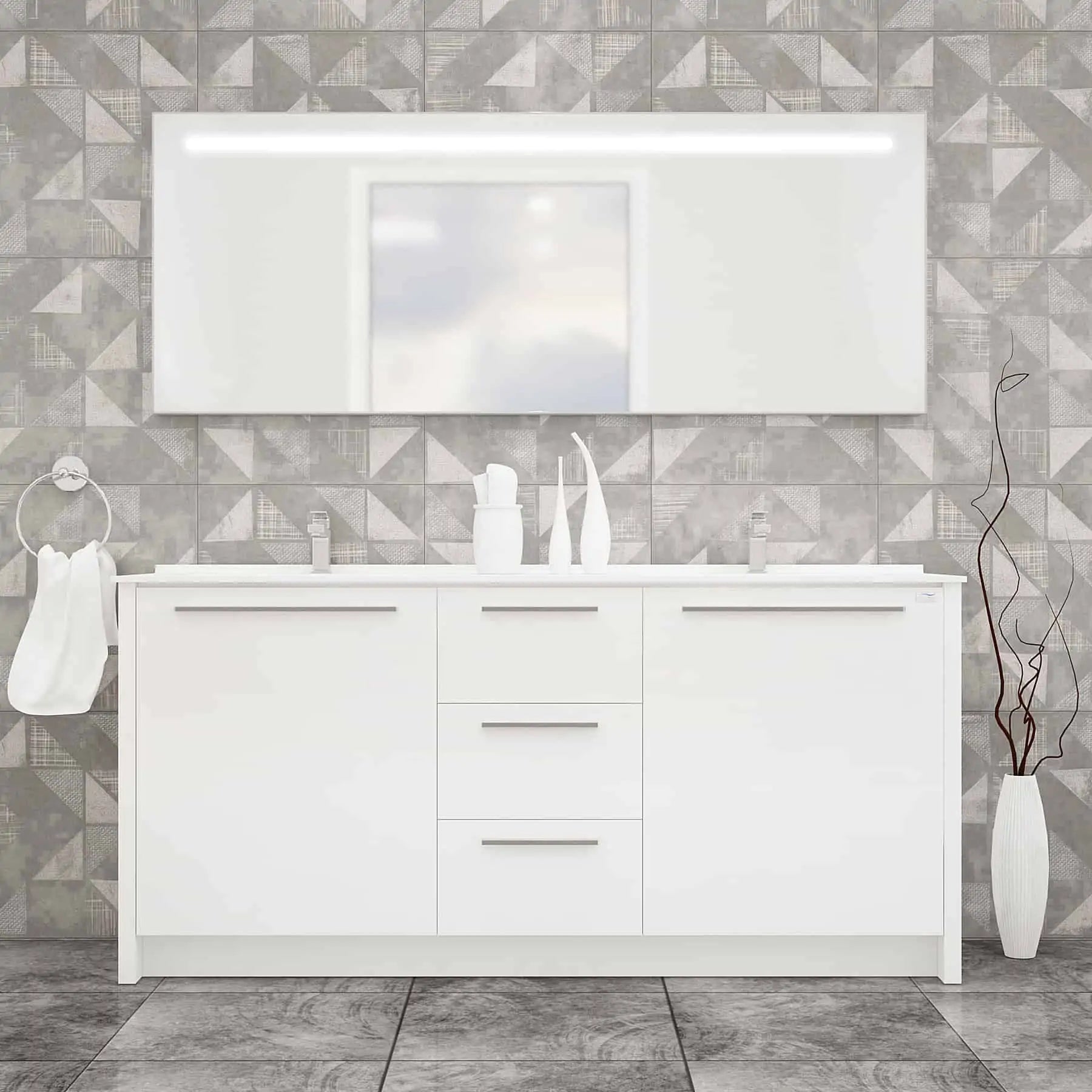 Casa Mare Nona Modern Double Sink Freestanding Bathroom Vanity and Sink Combo - Nona152GG-60