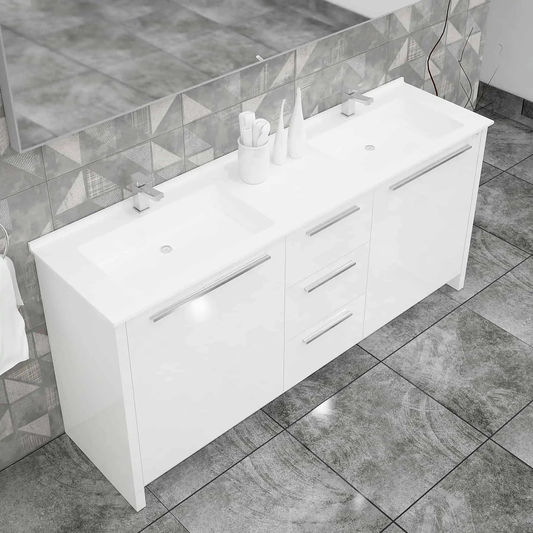 Casa Mare Nona Modern Double Sink Freestanding Bathroom Vanity and Sink Combo - Nona152GG-60