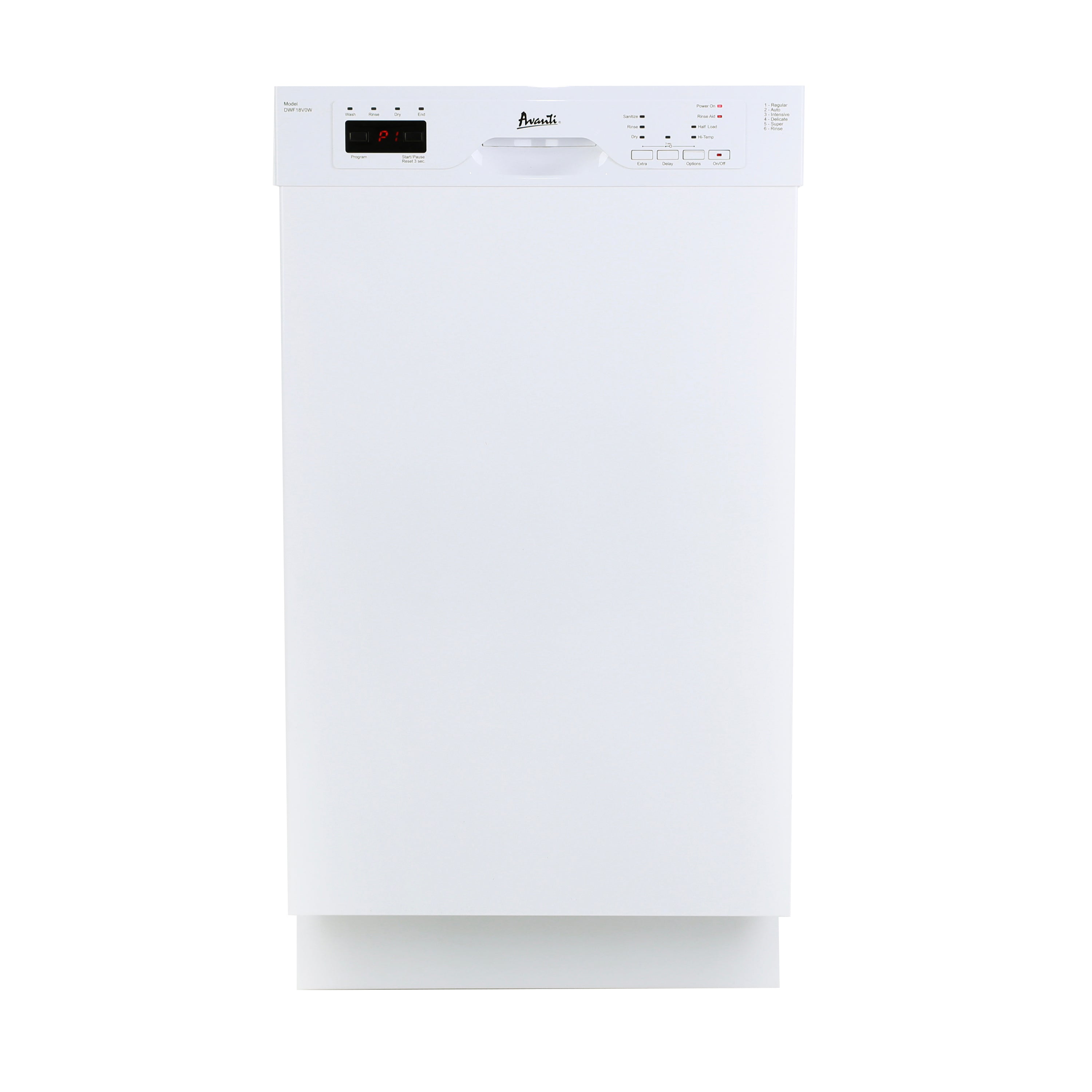 Avanti 18" Built In Dishwasher - DWF18V0W