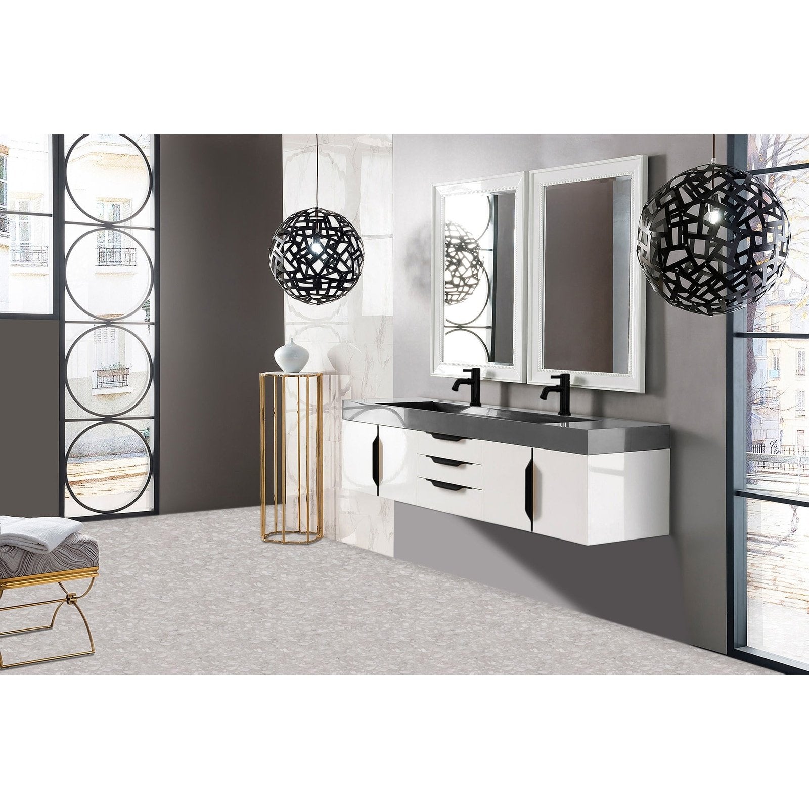 James Martin Vanities Mercer Island 72" Double Vanity - 389-V72D-AGR-G-DGG