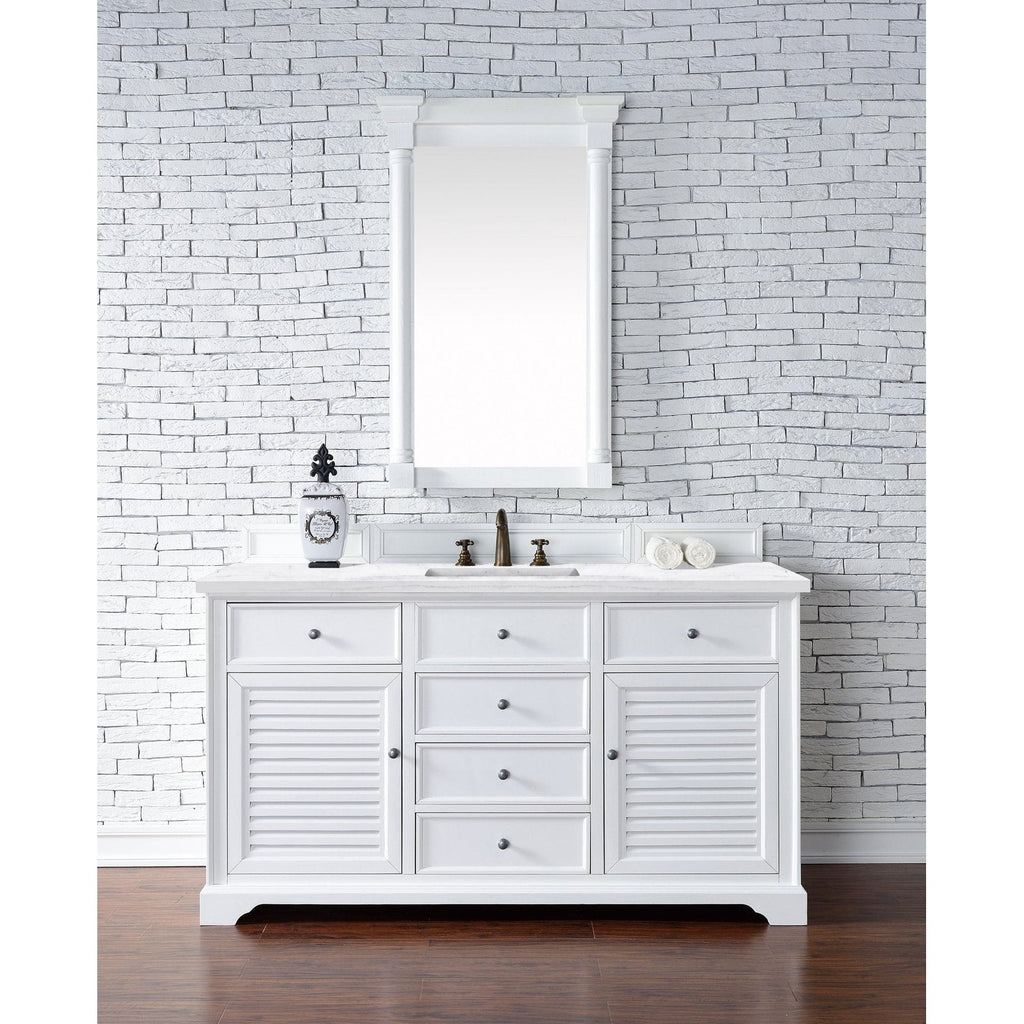 James Martin Vanities Savannah 60" Bright White Single Vanity - 238-104-V60S-BW-3AF
