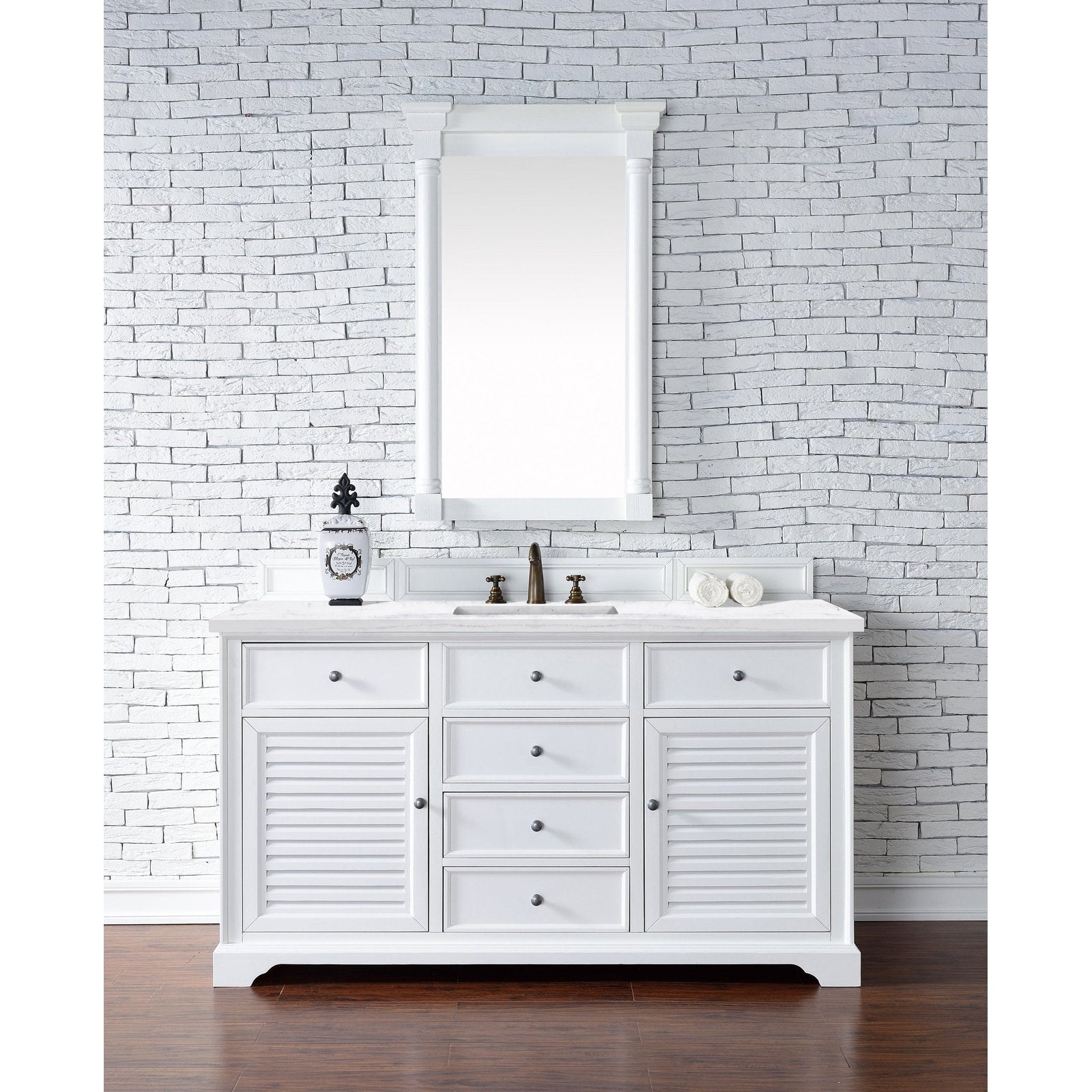 James Martin Vanities Savannah 60" Bright White Single Vanity - 238-104-V60S-BW-3AF
