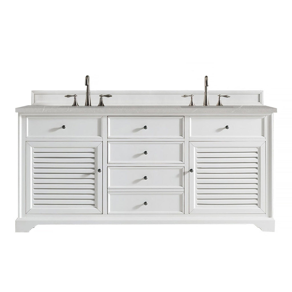 James Martin Vanities Savannah 72" Bright White Double Vanity - 238-104-V72-BW-3AF