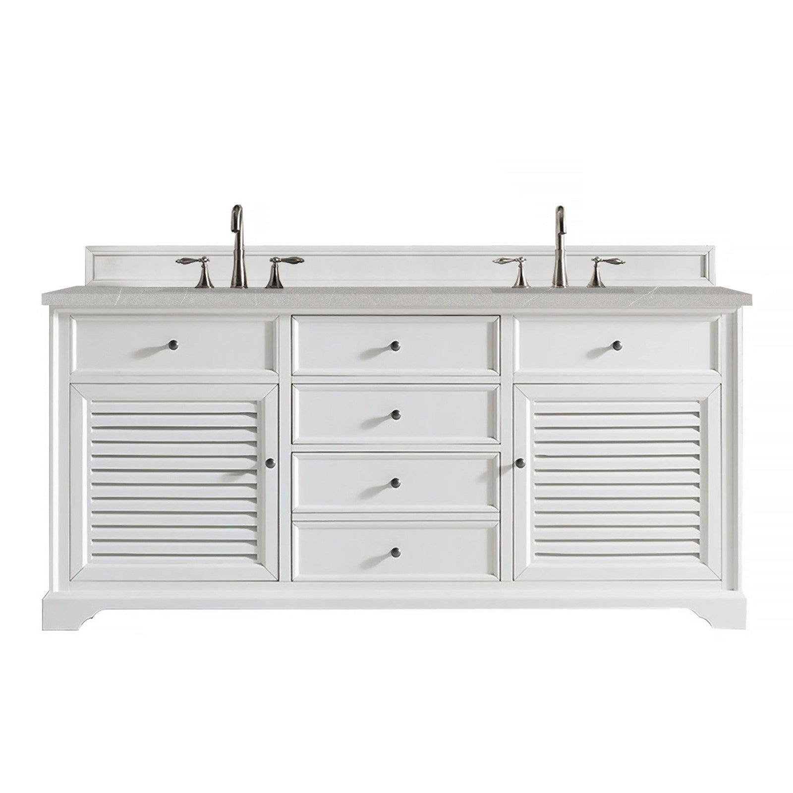 James Martin Vanities Savannah 72" Bright White Double Vanity - 238-104-V72-BW-3AF
