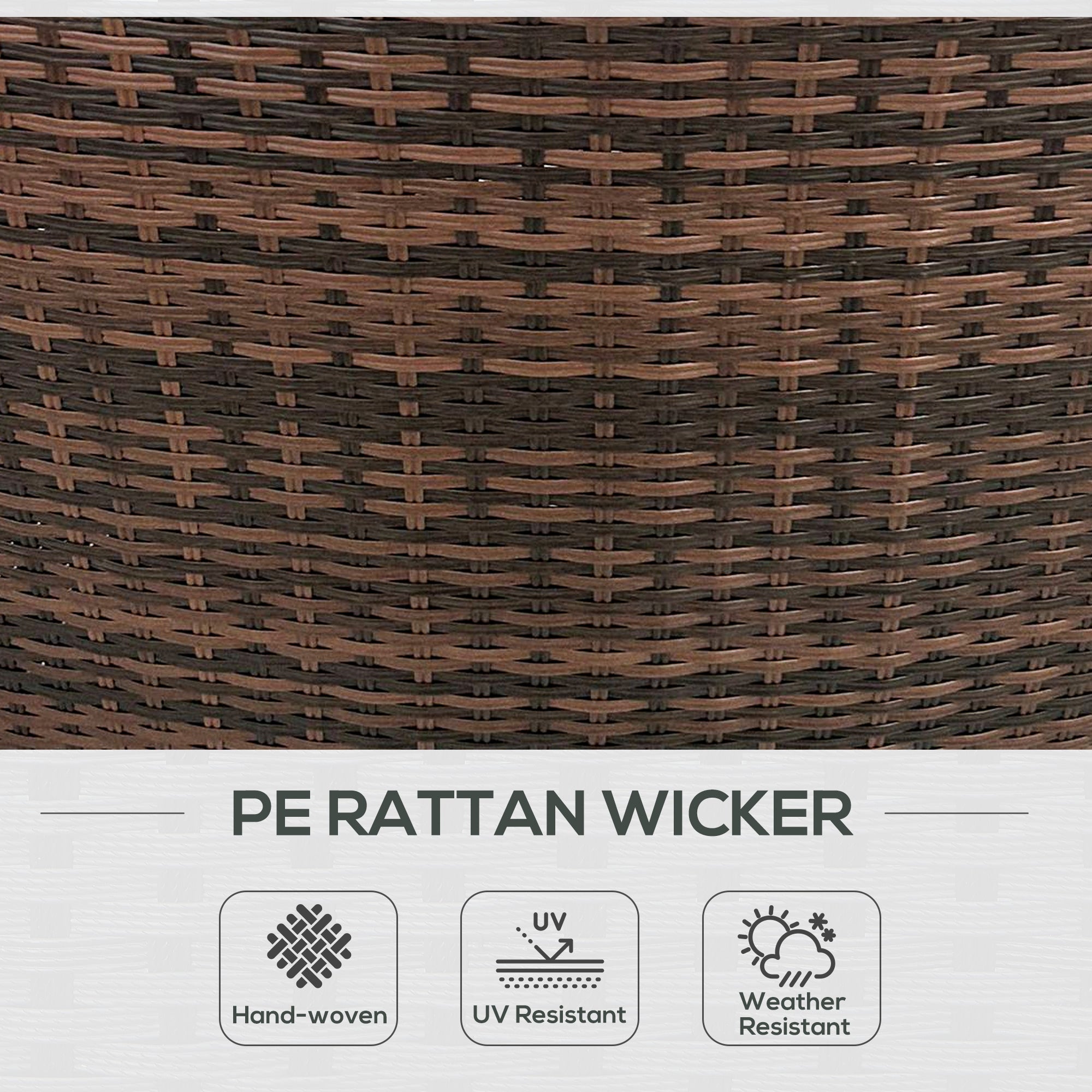Outsunny 8PC Outdoor Conversation Set w/ 4 Rattan Sofa Chairs, 4 Tables & Umbrella Hole, Mixed Brown - 860-310V00MB