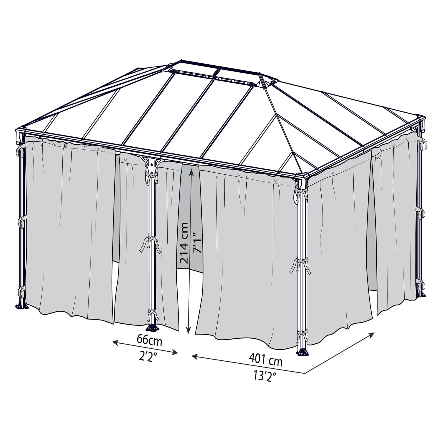 Palram - Canopia | Milano 4300/Martinique 5000 Gazebo Curtain Set - 6 Piece - HG1068