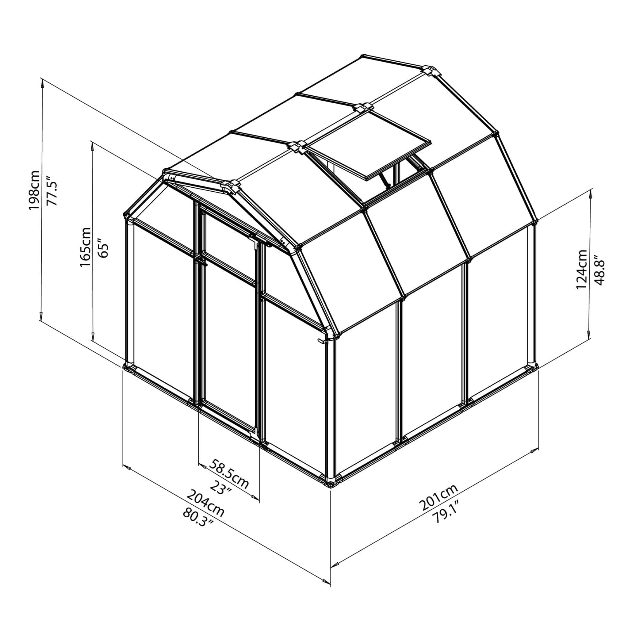 Palram - Canopia | EcoGrow Greenhouse Kit - 6 Ft Wide - Green With 6mm Twin-wall Polycarbonate Glazing - HG7006