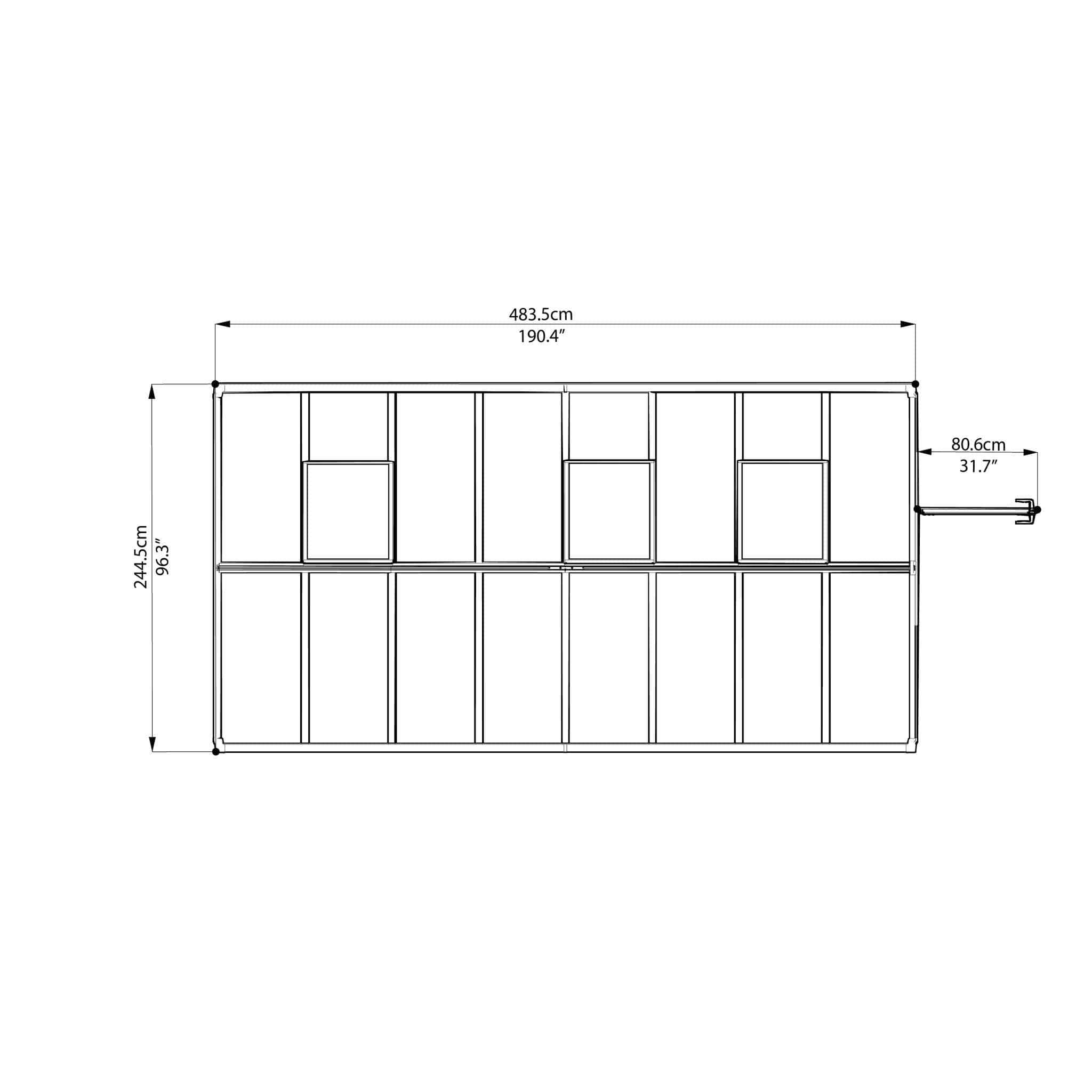 Palram - Canopia | Glory Premium Greenhouse Kit 8 Ft Wide - Gray With 10mm Twin-wall Polycarbonate Glazing - HG5608