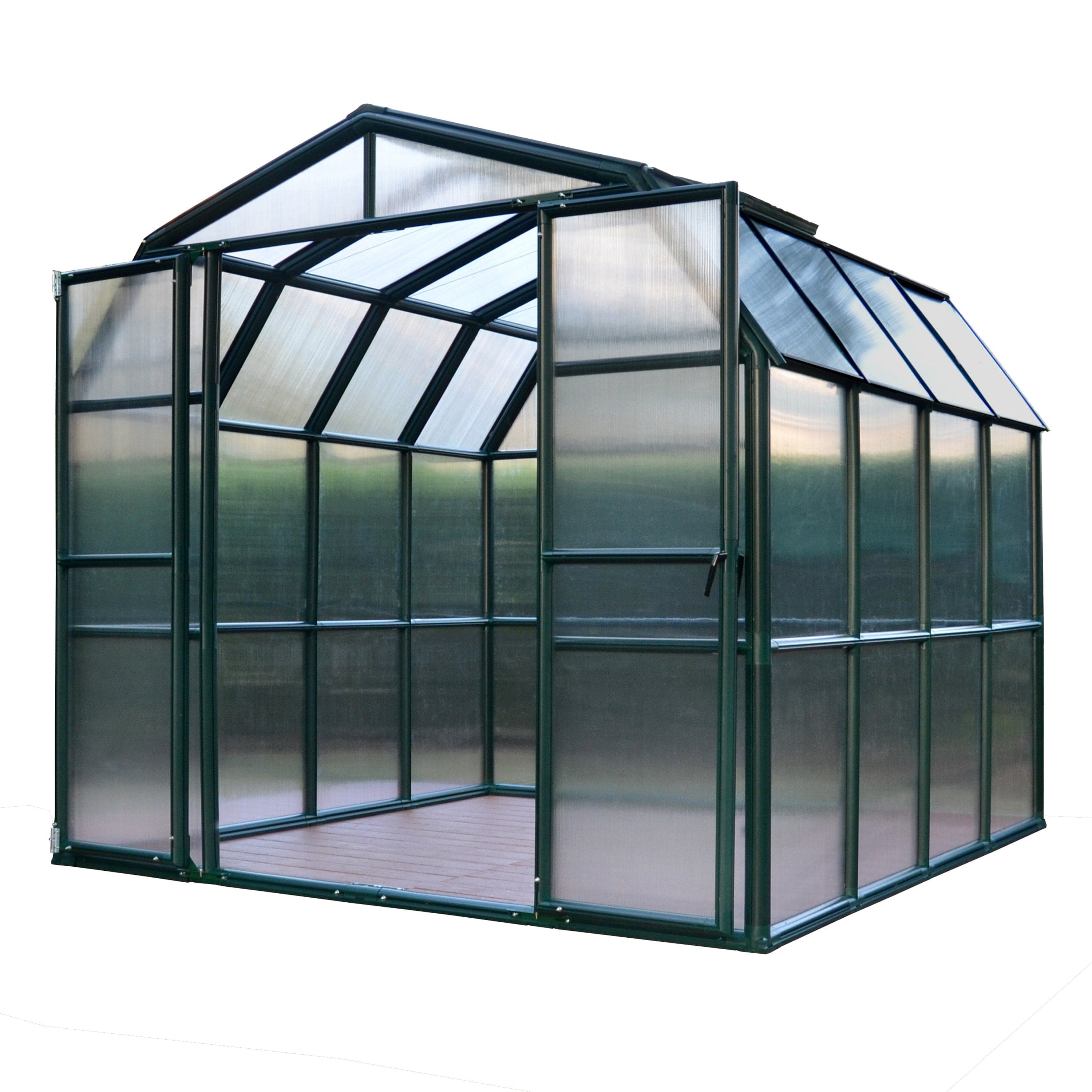 Palram - Canopia | Grand Gardener Greenhouse Kit - 8 Ft Wide - Green - 6mm Twin-wall Polycarbonate Glazing - HG7208