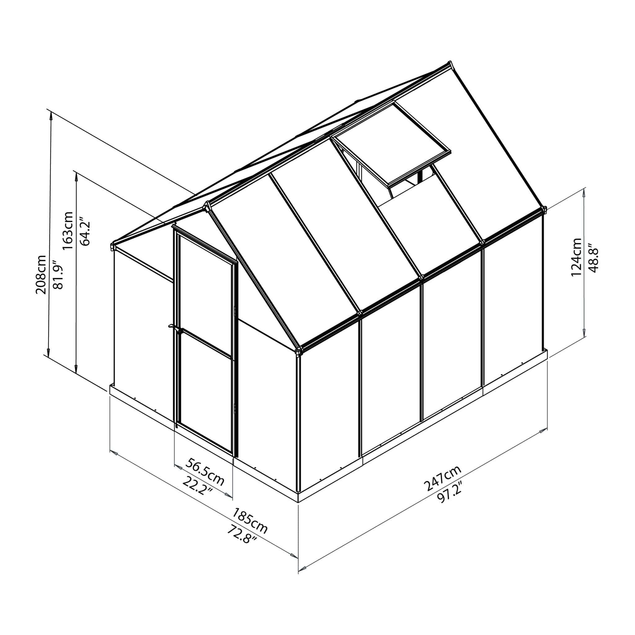 Palram - Canopia | Mythos Greenhouse Kit - 6 Ft Wide - Green With 4mm Twin-wall Polycarbonate Glazing - HG5005G